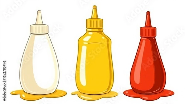 Fototapeta Are you team ketchup, mustard, or mayonnaise? let's settle this once and for all