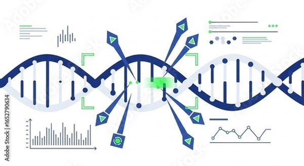 Fototapeta Digital Dna Analysis Illustration with Data Charts and Tech Graphics
