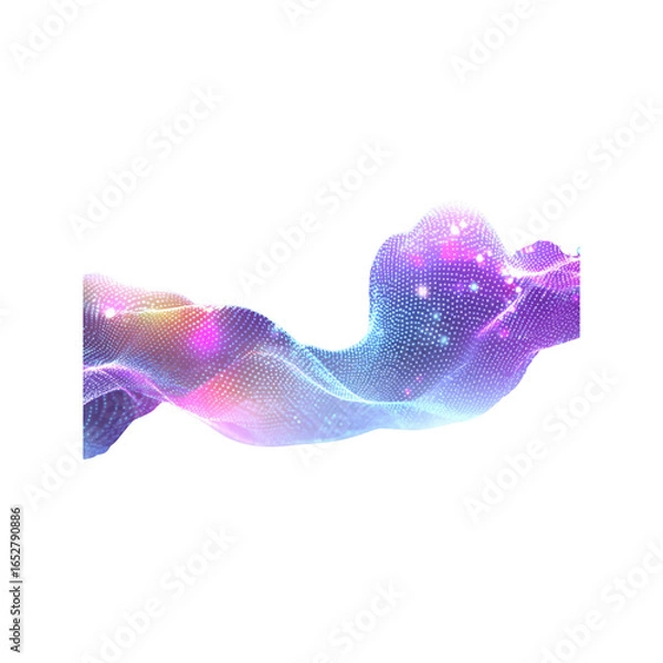 Obraz Abstract Flowing Digital Wave Neon Purple and Pink Particle Stream