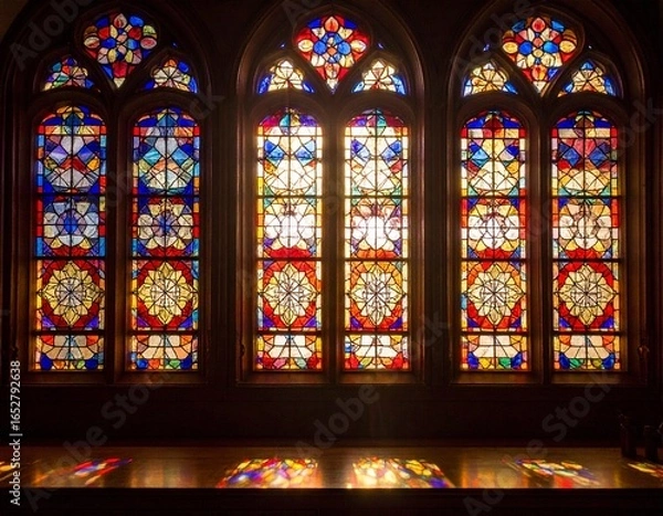 Obraz stained glass window　ステンドグラスの窓から日差しが入る部屋