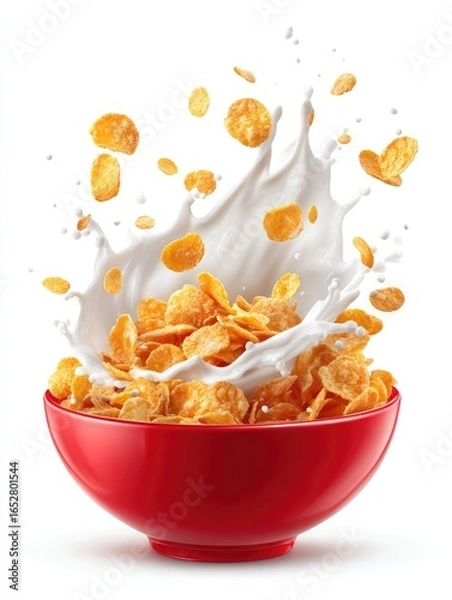 Obraz Bowl of cereal with milk splash