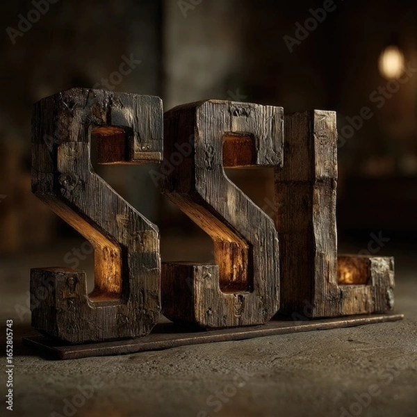 Obraz Rustic wooden letters lit from within