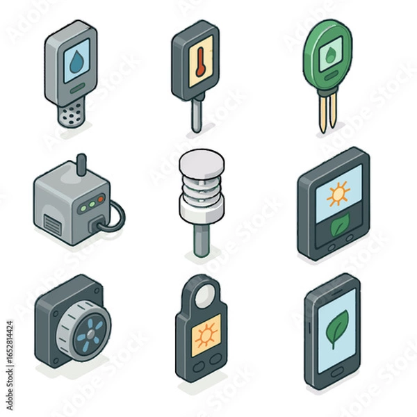 Fototapeta Icons speed vector soil humidity icon monitoring temperature unit gauge digital greenhouse