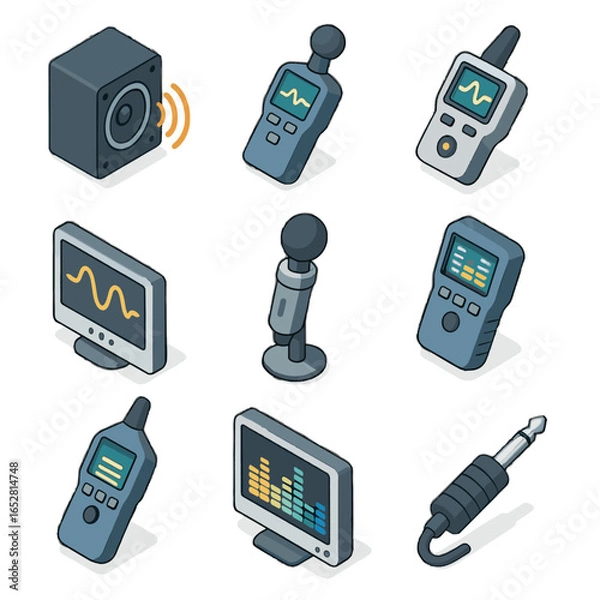 Fototapeta Screen mic spectrum meter input icon tools acoustic vector audio test decibel