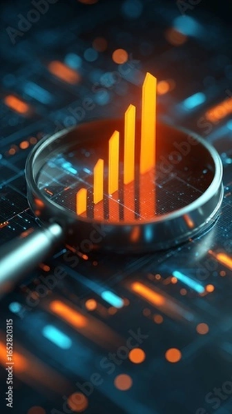 Obraz Modern Financial Data Visualization with Highlighted Growth Bars and Digital Analysis Tools