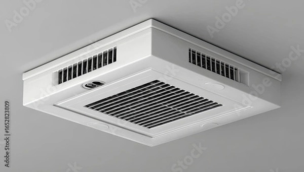 Obraz Square, white ceiling HVAC unit with dark metal grilles