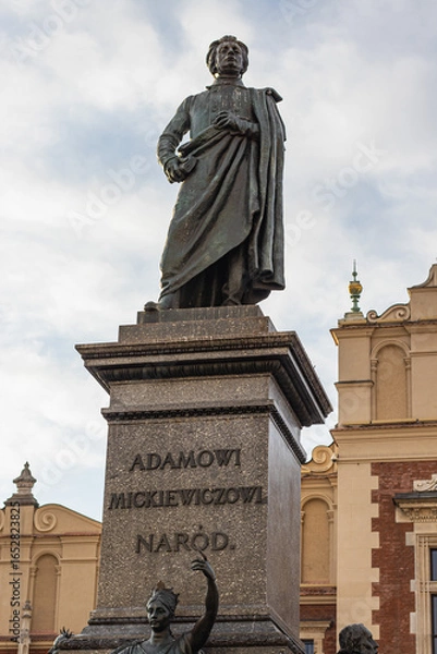 Fototapeta Adam Mickiewicz Monument in Krakow's Main Square