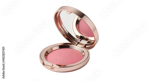 Obraz Compact blush with visible mirror and soft pink tone, isolated on white background