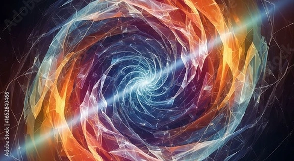 Fototapeta Vibrant swirling vortex of cosmic energy with bright light at the center and colorful ethereal strands