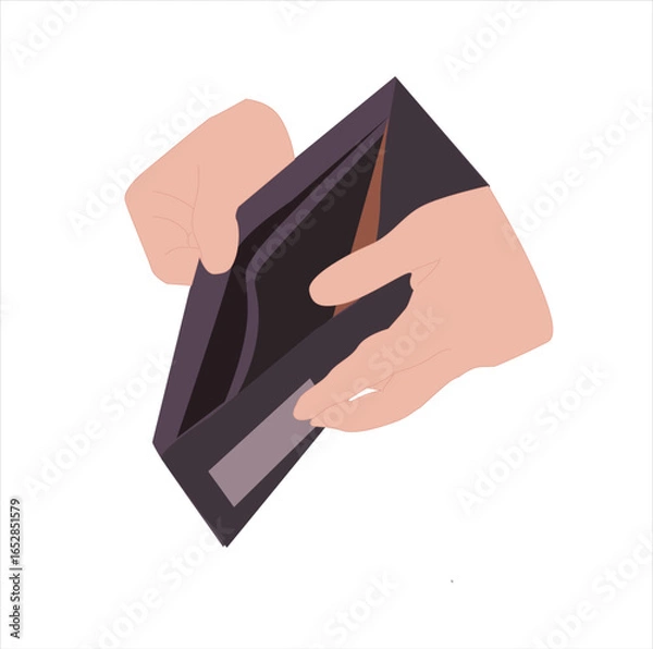 Fototapeta empty wallet.Empty leather chocolate or brown