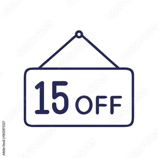 Fototapeta 15% Off Sales Tag Isolated on White - Discount Price Tag,  Sale Sticker, Promotional Label, Retail Marketing Badge, Clearance Offer