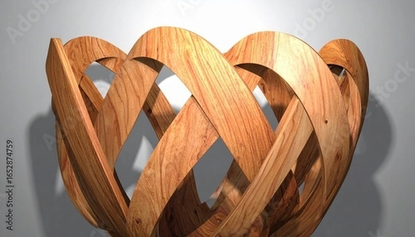 Fototapeta Intricate Wooden Bowl A Detailed View of Craftsmanship and Design