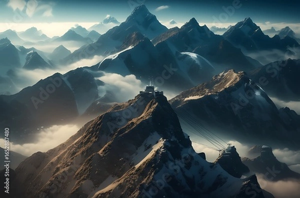 Obraz Majestic Mountain Range Above the Clouds