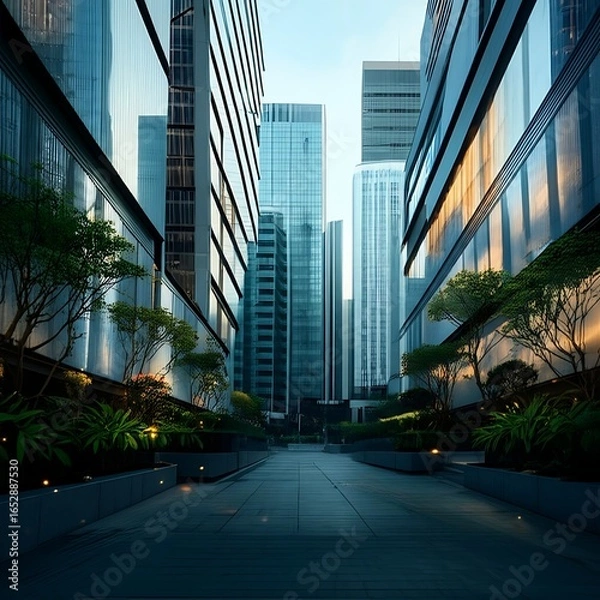 Obraz Modern Urban Architecture with Green Pathway