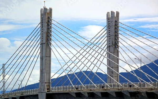 Fototapeta Cable Stayed Bridge with Two Pylons