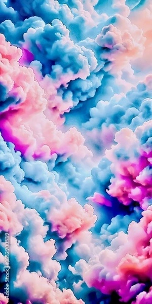 Obraz Light and fluffy clouds drift through a brilliant blue sky on a beautiful summer day