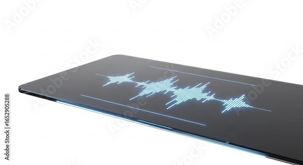 Fototapeta Modern Smartphone Displaying Digital Sound Wave in Futuristic Style