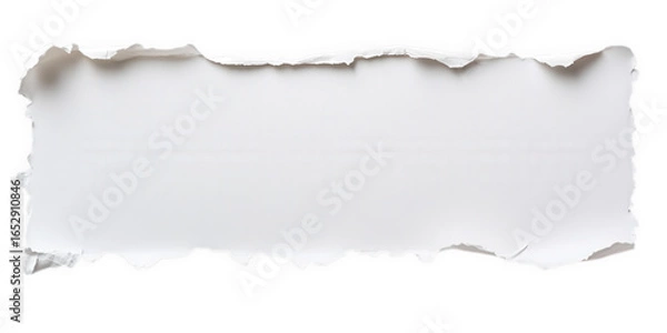 Fototapeta Torn paper strip isolated on transparent background with rough edges