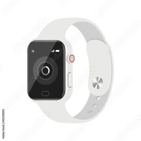 Fototapeta Sleek smartwatch with white band showcasing modern technology and connectivity for active lifestyle use