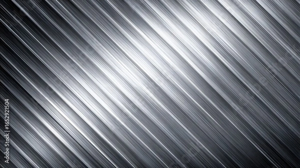 Fototapeta Anodized Aluminum Texture Titanium Silver Background with Micro-Brushed Finish, Directional Studio Lighting 16:9 Tech