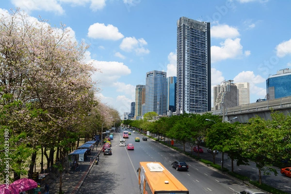 Obraz Transportation on Chatuchak Road at Chatuchak public park or around Mo chit station on Chatuchak district, Bangkok, Thailand 
