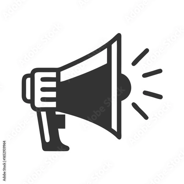Fototapeta Megaphone icon in black design with sound waves  