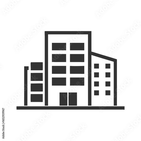 Fototapeta Office buildings in minimalist style and monochrome design  
