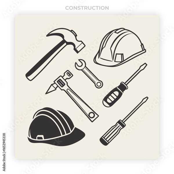 Fototapeta Construction Icons Set with Building Tools Building Construction, Construction Crane, Construction Tools, Construction Industry, Construction Project,