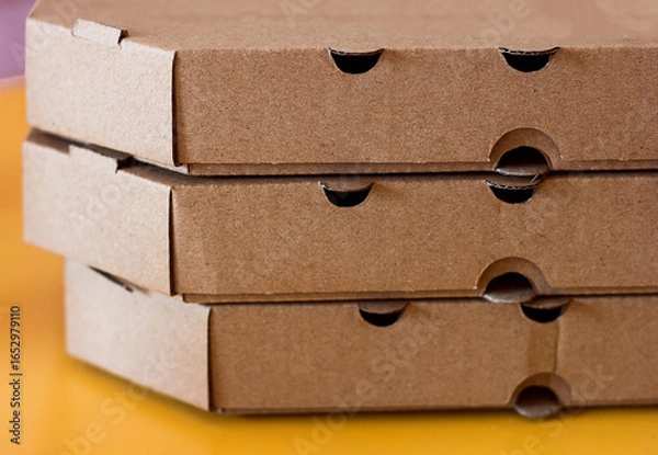 Obraz Pizza Delivery Boxes Made From Kraft Cardboard