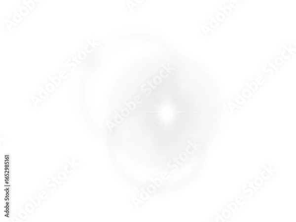 Fototapeta Soft, dreamy white light effect with blurred circles and a central star. A beautiful vector element for elegant and ethereal designs.