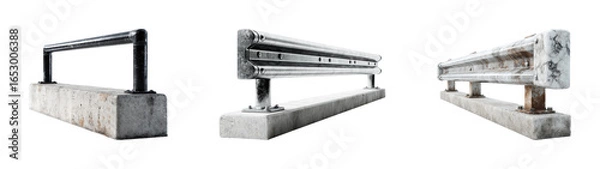 Obraz Skateboarding action on urban grind rails in city park dynamic view, isolated on transparent background, png set