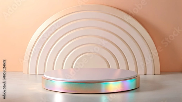 Fototapeta iridescent podium for funky product display