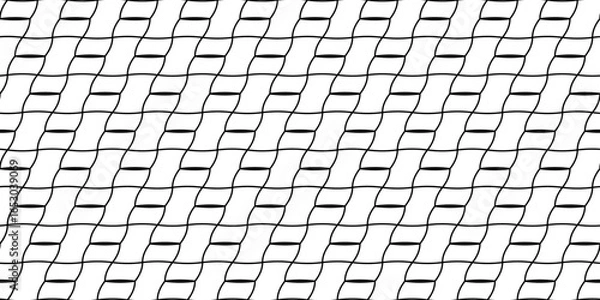 Obraz Seamless abstract wavy line pattern in black and white. Geometric curved lines create a modern optical illusion mesh effect. Clean and minimal vector texture that repeats endlessly.