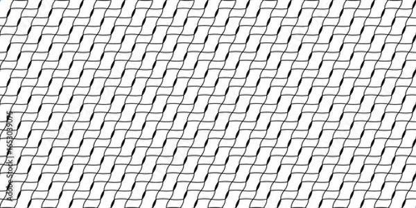 Obraz Seamless abstract wavy line pattern in black and white. Geometric curved lines create a modern optical illusion mesh effect. for backgrounds, wallpapers, textiles, wrapping paper, and digital.