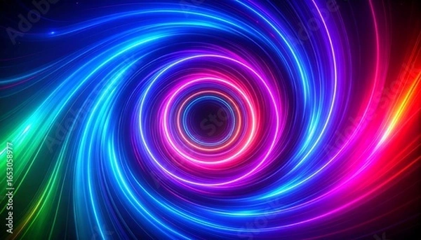 Fototapeta Colorful swirling neon vortex