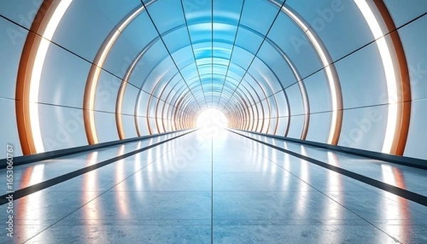 Fototapeta Futuristic tunnel with light