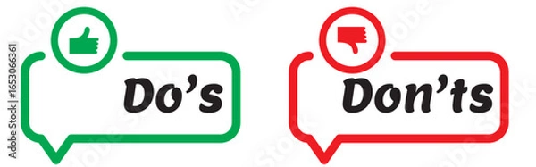 Fototapeta Do's and don'ts icon. to do and not to do symbol for guidelines and rules list. vector illustration.