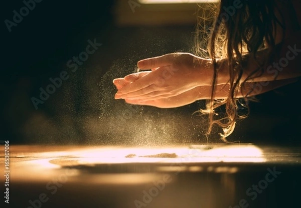 Obraz Hands playing with flour