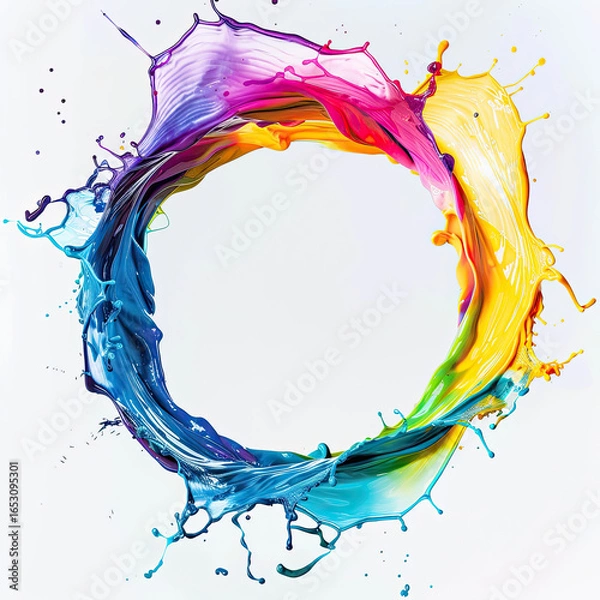 Fototapeta Clear water burst formed into a ring with visible surface ripple. Generative AI