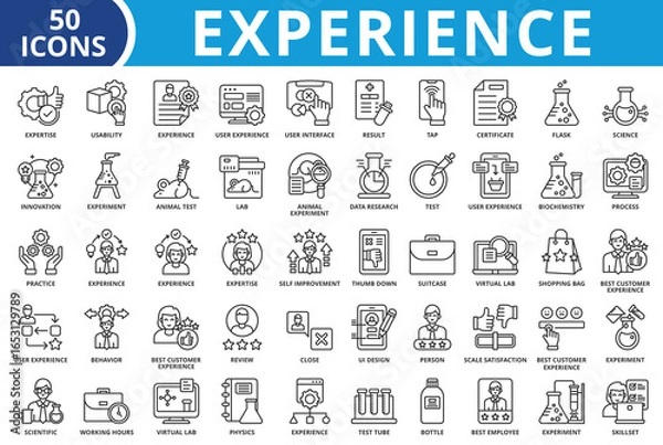 Fototapeta Experience icon set collection vector illustration