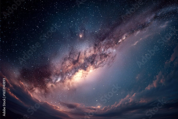 Obraz Celestial Symphony: A breathtaking panorama of the night sky, where stars ignite like diamonds scattered across an infinite canvas of cosmic beauty, inspiring awe and wonder.