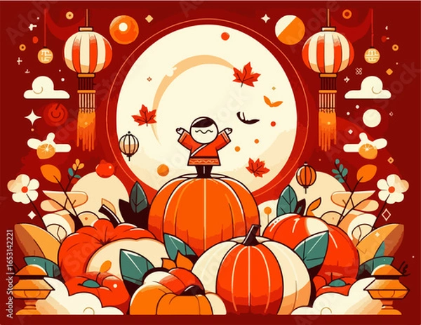 Fototapeta mid autumn festival background