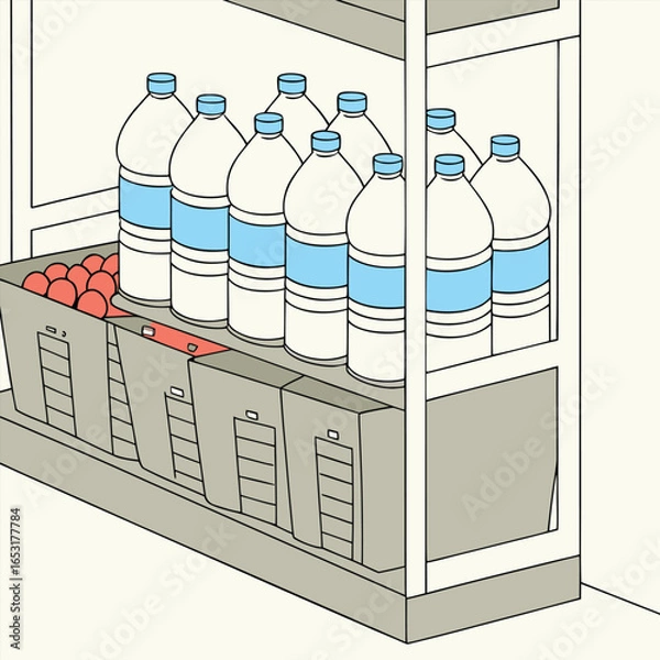 Fototapeta Variety of bottles and containers vector