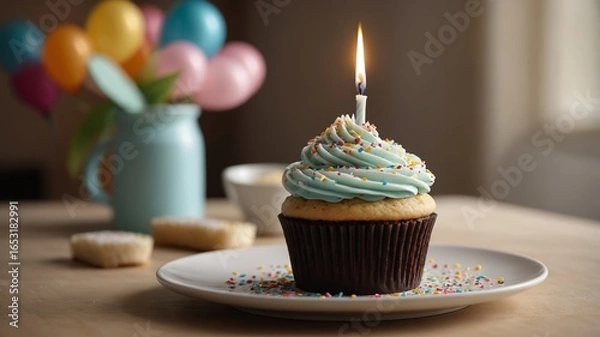 Obraz cupcake with candle
