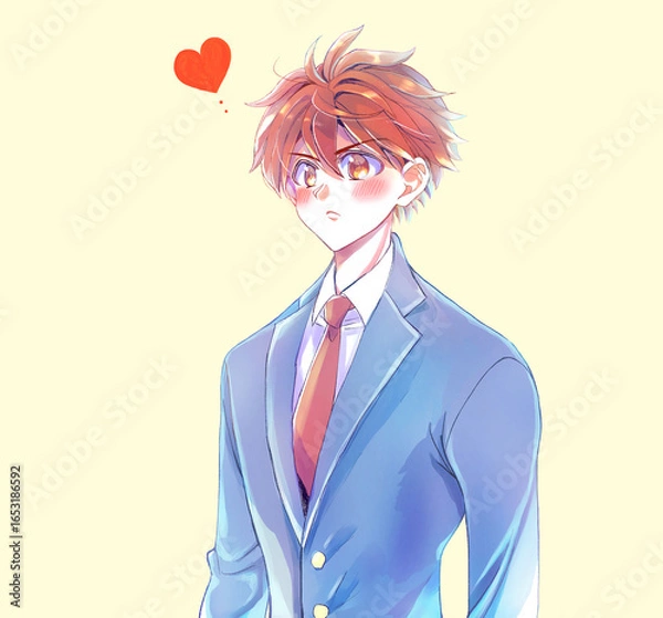 Obraz 真面目な表情の男子学生　恋