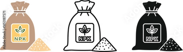 Fototapeta Illustration of fertilizer bag with npk label in three styles