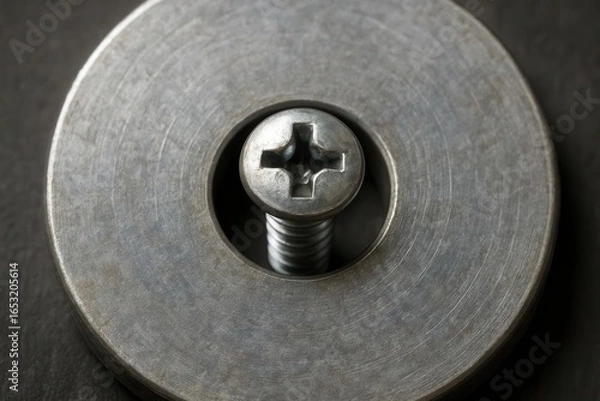 Fototapeta A Close-Up of a Steel Screw Capturing the Essence of Industrial Engineering