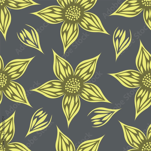 Fototapeta Abstract flower blooming design. Pattern with floral seamless. Grunge textured abstract art vector with flower and plants in watercolor style.