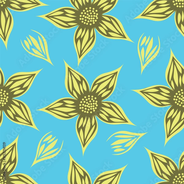 Fototapeta Abstract flower blooming design. Pattern with floral seamless. Grunge textured abstract art vector with flower and plants in watercolor style.