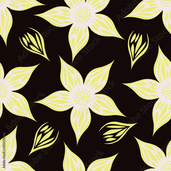 Fototapeta Abstract flower blooming design. Pattern with floral seamless. Grunge textured abstract art vector with flower and plants in watercolor style.